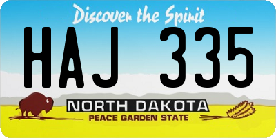 ND license plate HAJ335