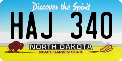 ND license plate HAJ340