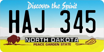 ND license plate HAJ345