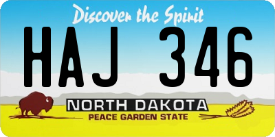 ND license plate HAJ346