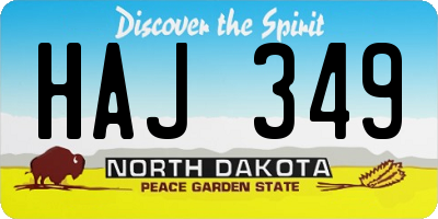 ND license plate HAJ349