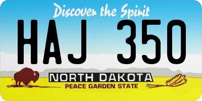 ND license plate HAJ350