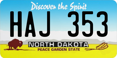 ND license plate HAJ353