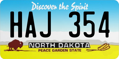 ND license plate HAJ354