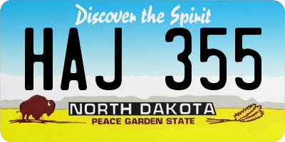 ND license plate HAJ355