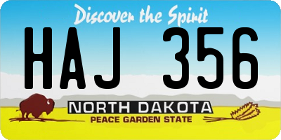 ND license plate HAJ356