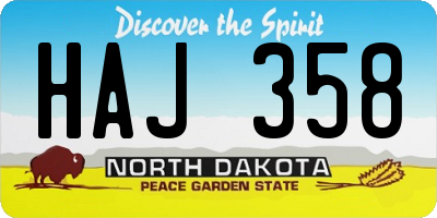 ND license plate HAJ358