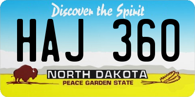 ND license plate HAJ360