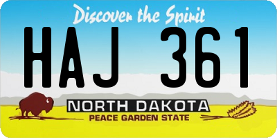 ND license plate HAJ361