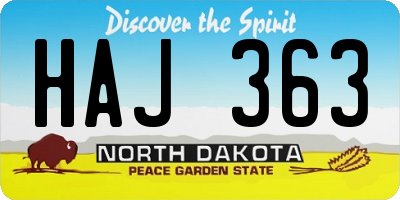 ND license plate HAJ363