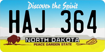 ND license plate HAJ364