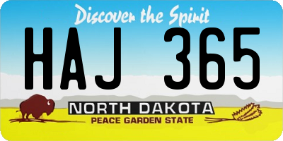 ND license plate HAJ365