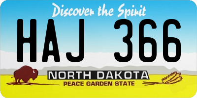 ND license plate HAJ366