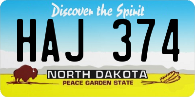 ND license plate HAJ374