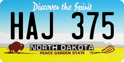 ND license plate HAJ375