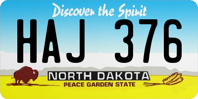 ND license plate HAJ376