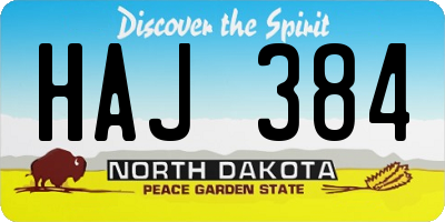 ND license plate HAJ384