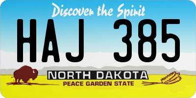 ND license plate HAJ385