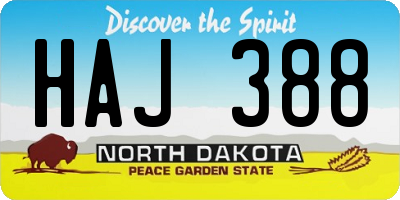 ND license plate HAJ388