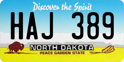 ND license plate HAJ389