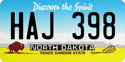 ND license plate HAJ398