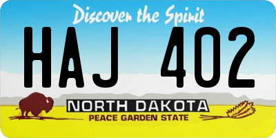 ND license plate HAJ402