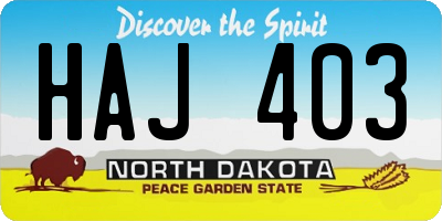 ND license plate HAJ403