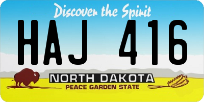 ND license plate HAJ416