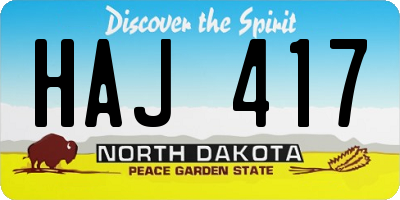 ND license plate HAJ417