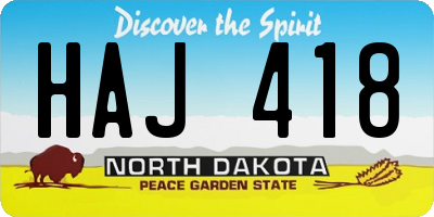 ND license plate HAJ418