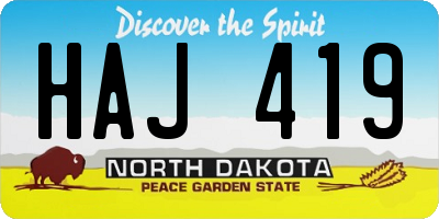 ND license plate HAJ419