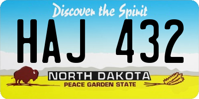 ND license plate HAJ432