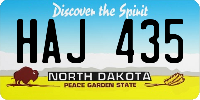 ND license plate HAJ435