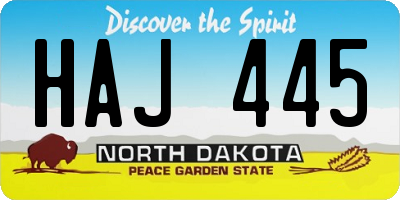 ND license plate HAJ445