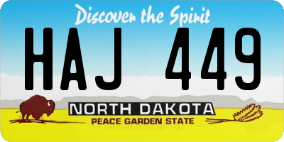 ND license plate HAJ449