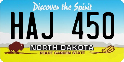 ND license plate HAJ450