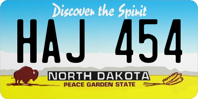 ND license plate HAJ454