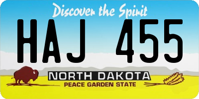 ND license plate HAJ455