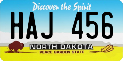 ND license plate HAJ456