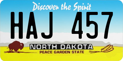 ND license plate HAJ457