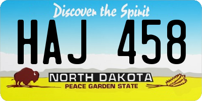 ND license plate HAJ458