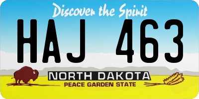 ND license plate HAJ463