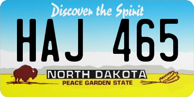 ND license plate HAJ465