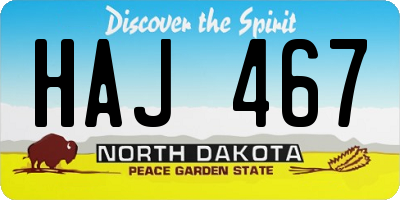 ND license plate HAJ467