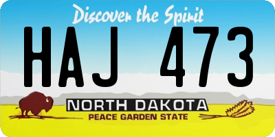 ND license plate HAJ473