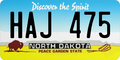 ND license plate HAJ475