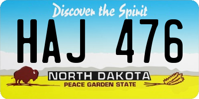 ND license plate HAJ476