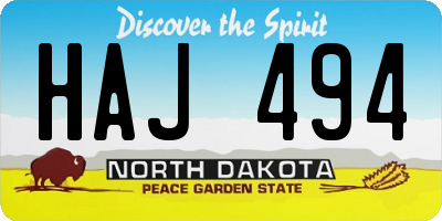 ND license plate HAJ494