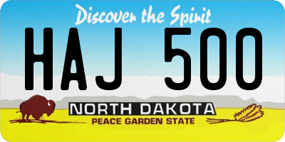 ND license plate HAJ500