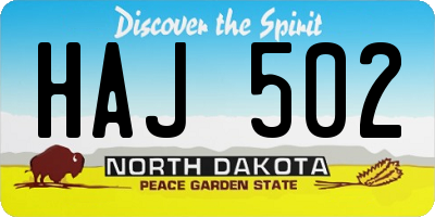 ND license plate HAJ502